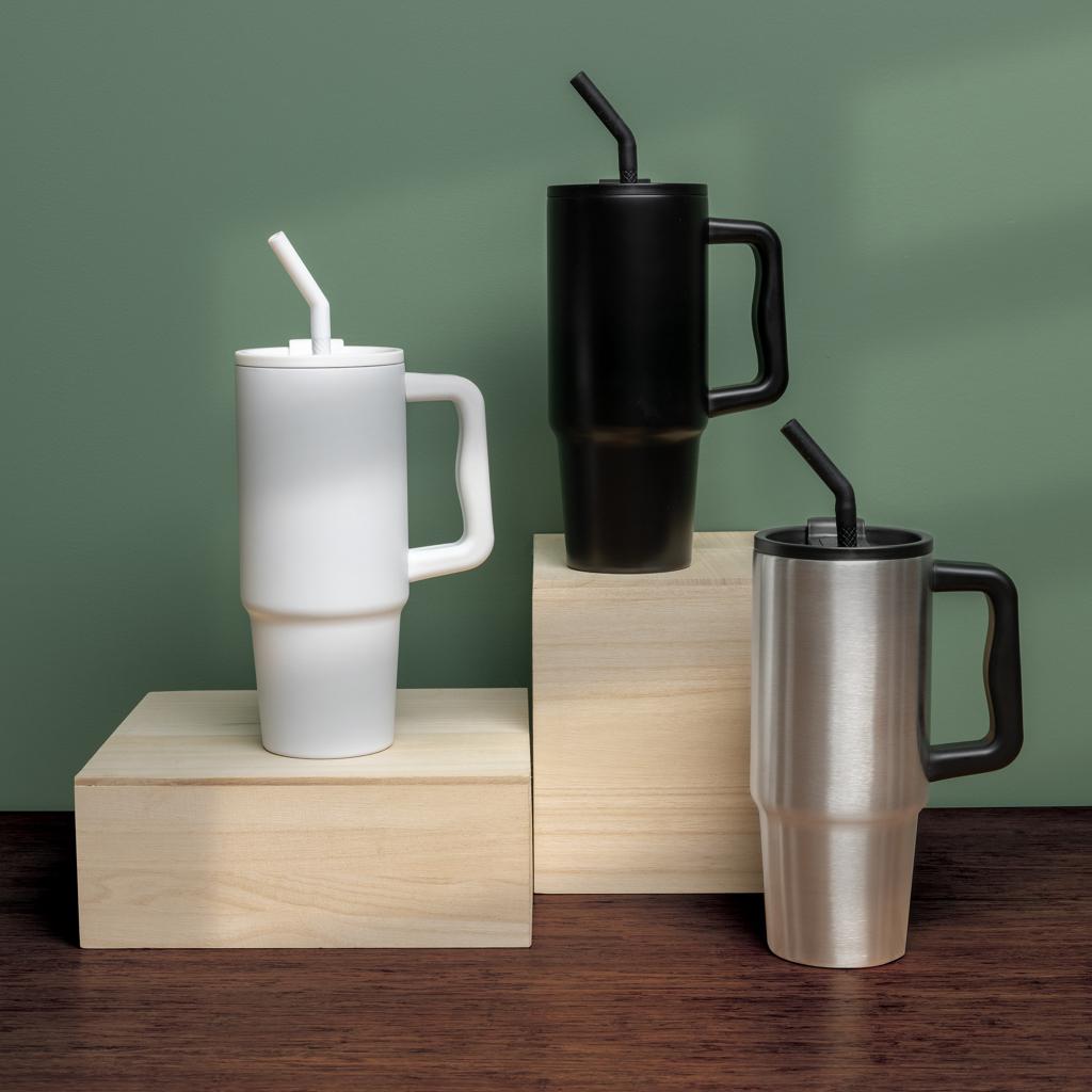 Pahar deluxe din oțel inoxidabil reciclat RCS, 900ml Embrace silver