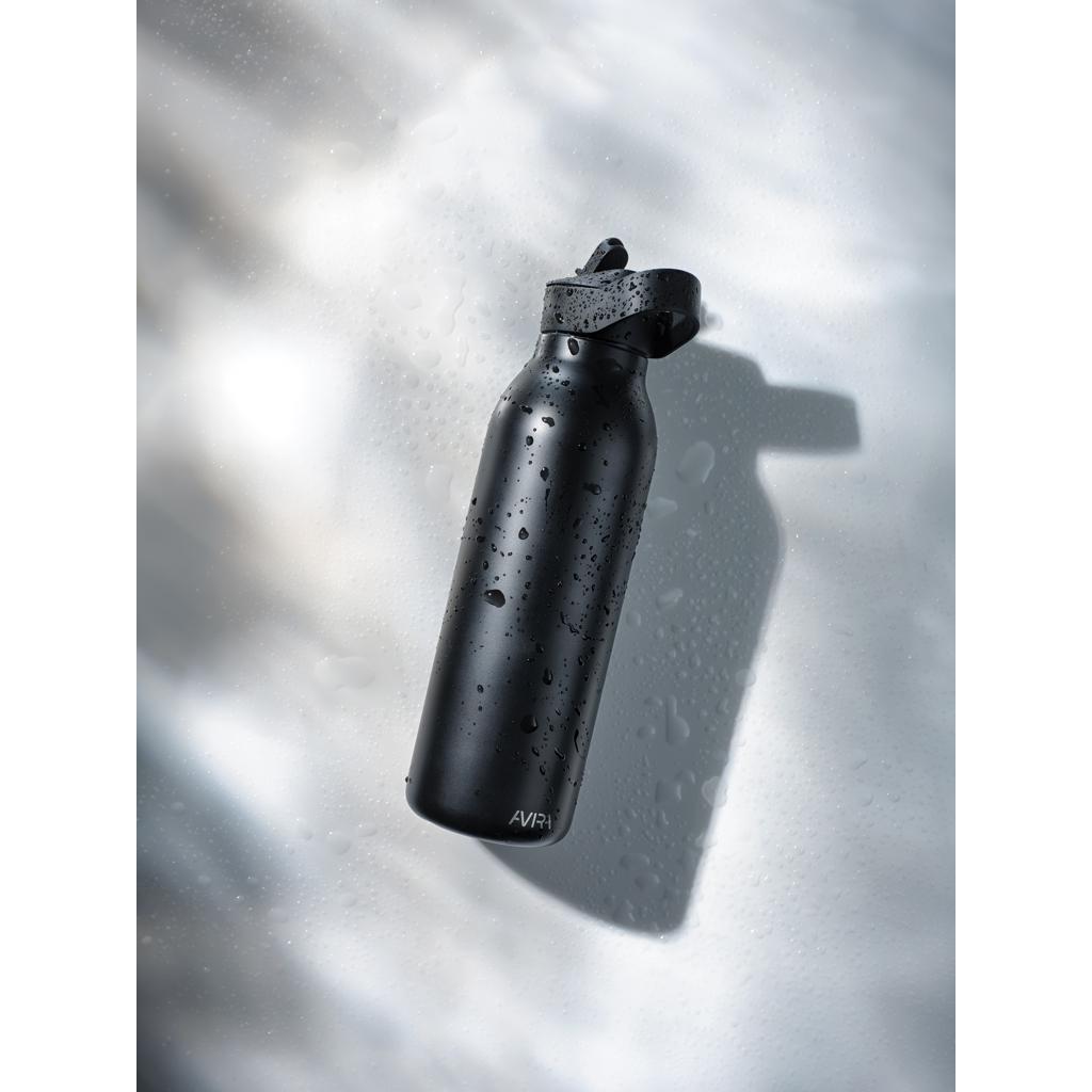 Sticlă de apă Re-steel  RCS cu capac fliptop, 500ml Avira Ara black