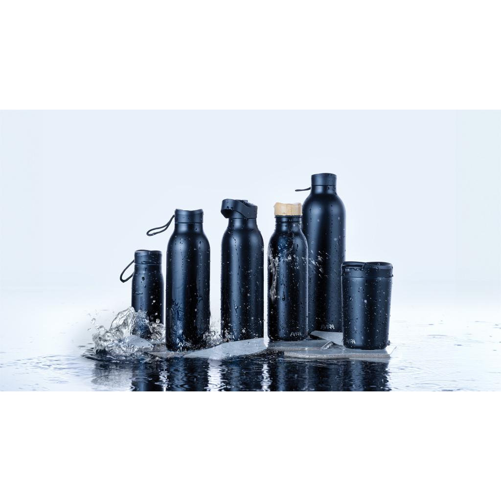 Sticlă de apă Re-steel  RCS cu capac fliptop, 500ml Avira Ara black