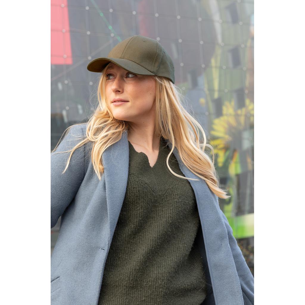 Șapcă cu 6 panouri din bumbac reciclat de 280gr, cu tracer AWARE™Impact green