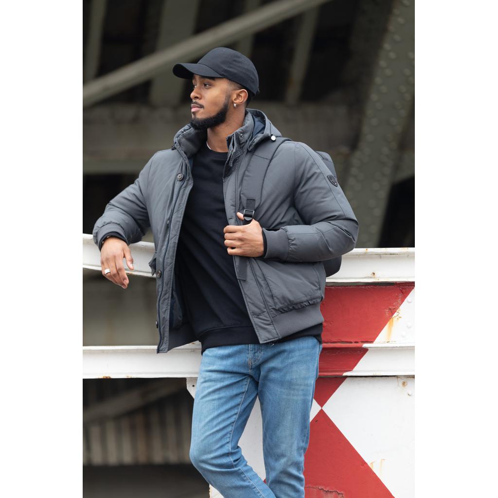 Șapcă cu 6 panouri din bumbac reciclat de 280gr, cu tracer AWARE™Impact black