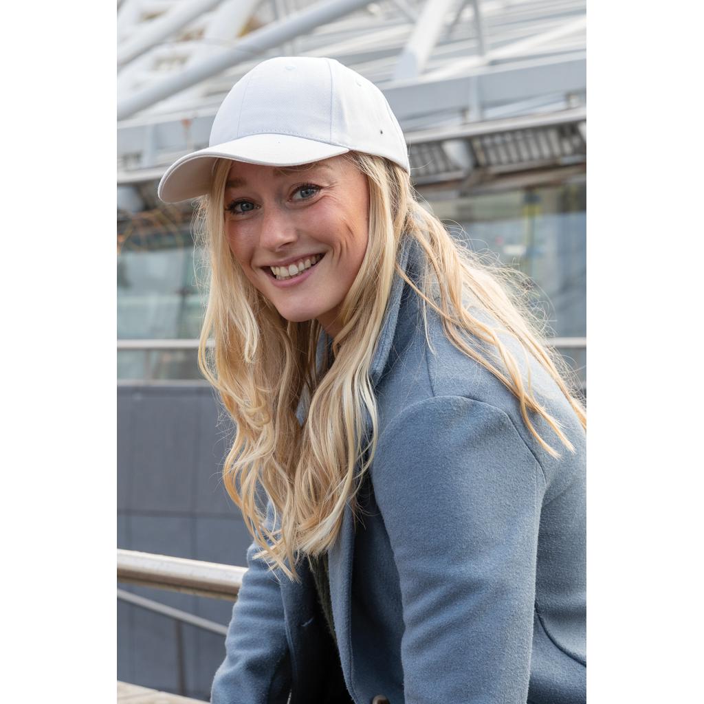 Șapcă cu 6 panouri din bumbac reciclat de 280gr, cu tracer AWARE™Impact transparent