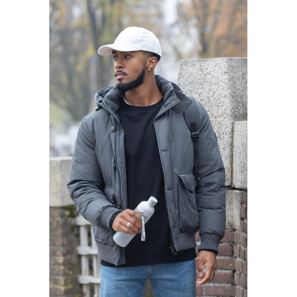 Șapcă cu 6 panouri din bumbac reciclat de 280gr, cu tracer AWARE™Impact transparent