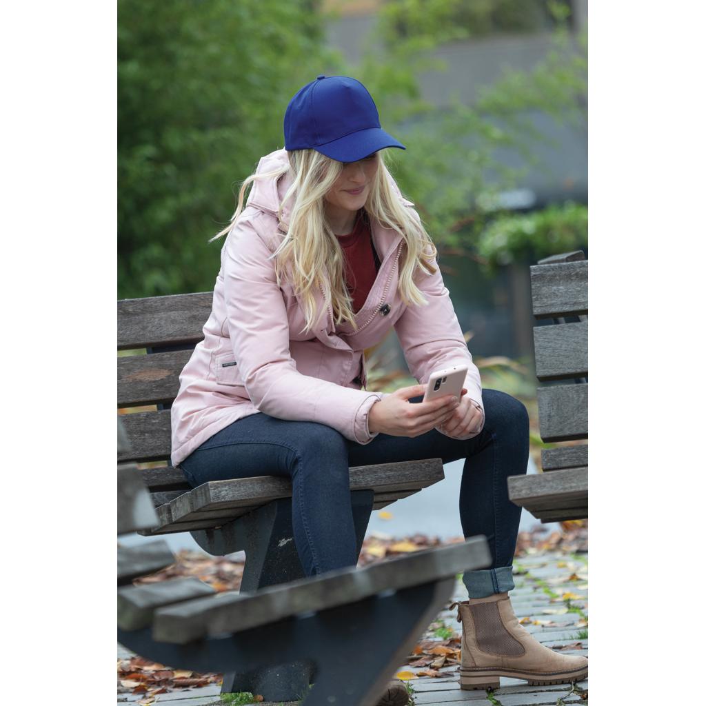 Șapcă cu 5 panouri din bumbac reciclat de 280gr, cu tracer AWARE™Impact blue