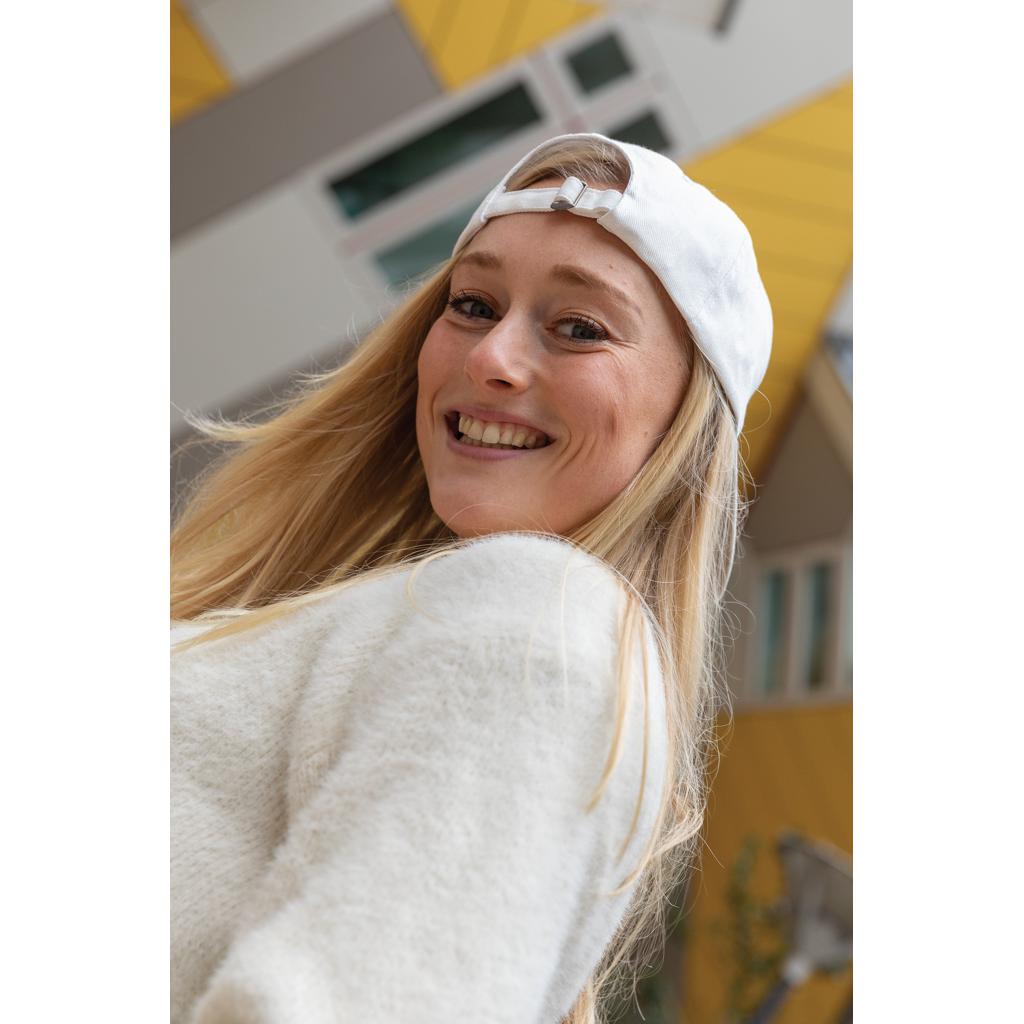 Șapcă cu 5 panouri din bumbac reciclat de 280gr, cu tracer AWARE™Impact transparent