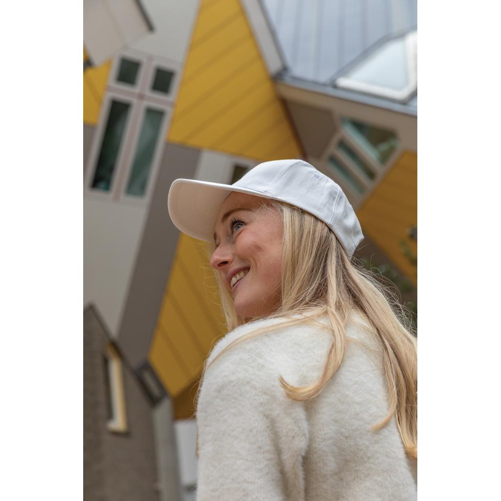 Șapcă cu 5 panouri din bumbac reciclat de 280gr, cu tracer AWARE™Impact transparent