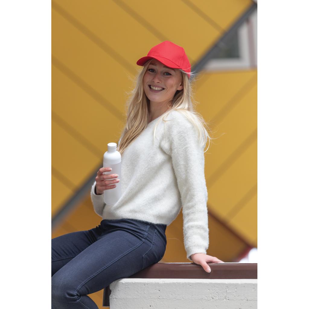 Șapcă cu 5 panouri din bumbac reciclat de 280gr, cu tracer AWARE™Impact red