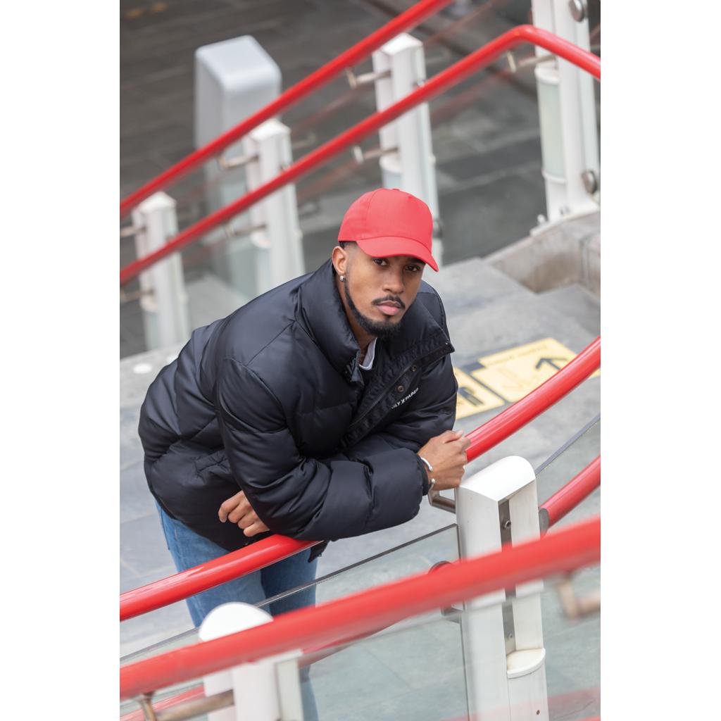 Șapcă cu 5 panouri din bumbac reciclat de 280gr, cu tracer AWARE™Impact red