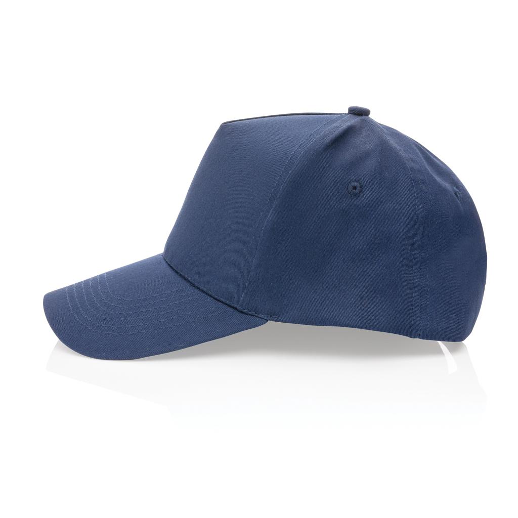 Șapcă cu 5 panouri din bumbac reciclat de 190gr, cu tracer AWARE™ Impact navy
