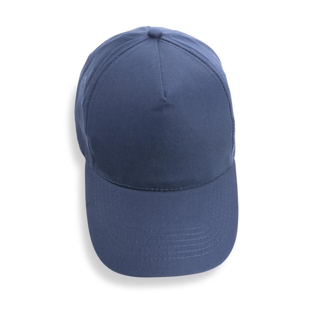Șapcă cu 5 panouri din bumbac reciclat de 190gr, cu tracer AWARE™ Impact navy