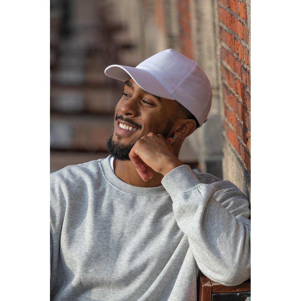 Șapcă cu 5 panouri din bumbac reciclat de 190gr, cu tracer AWARE™ Impact transparent