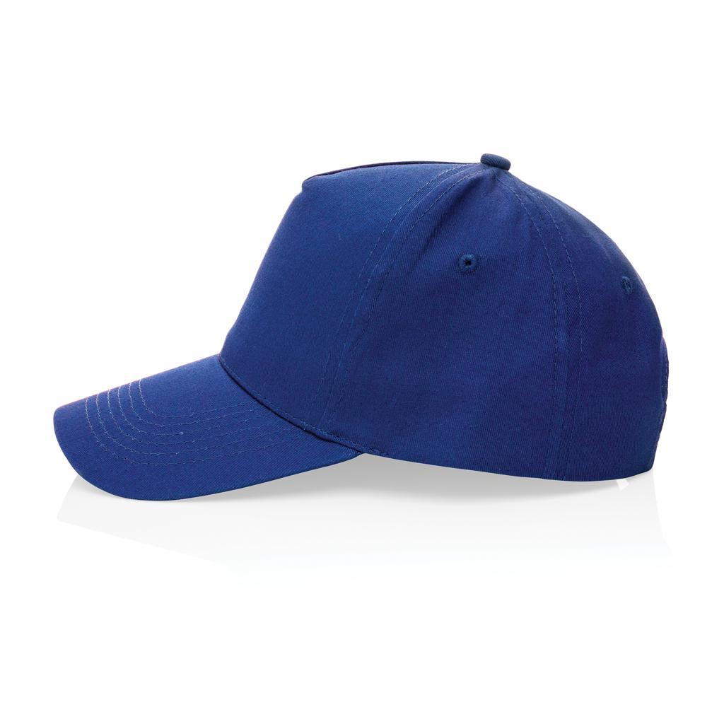 Șapcă cu 5 panouri din bumbac reciclat de 190gr, cu tracer AWARE™ Impact blue