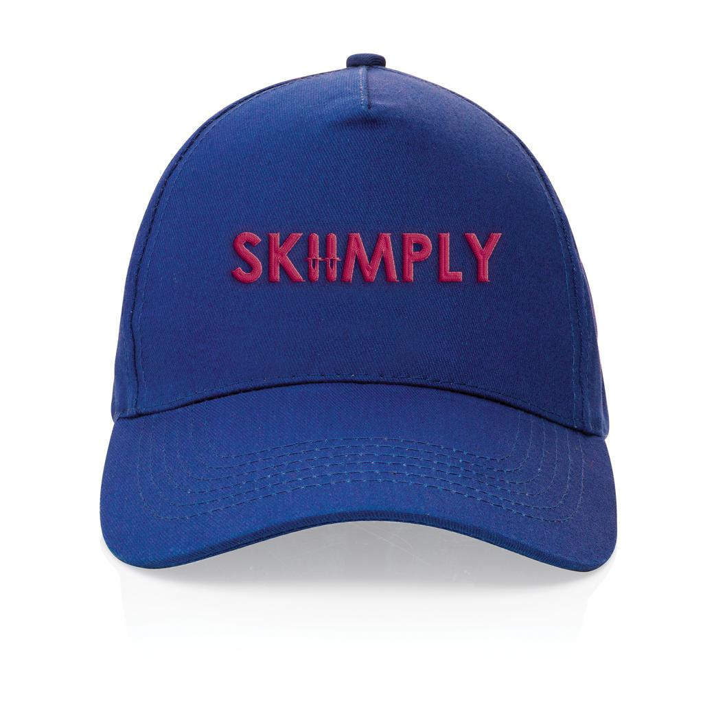 Șapcă cu 5 panouri din bumbac reciclat de 190gr, cu tracer AWARE™ Impact blue