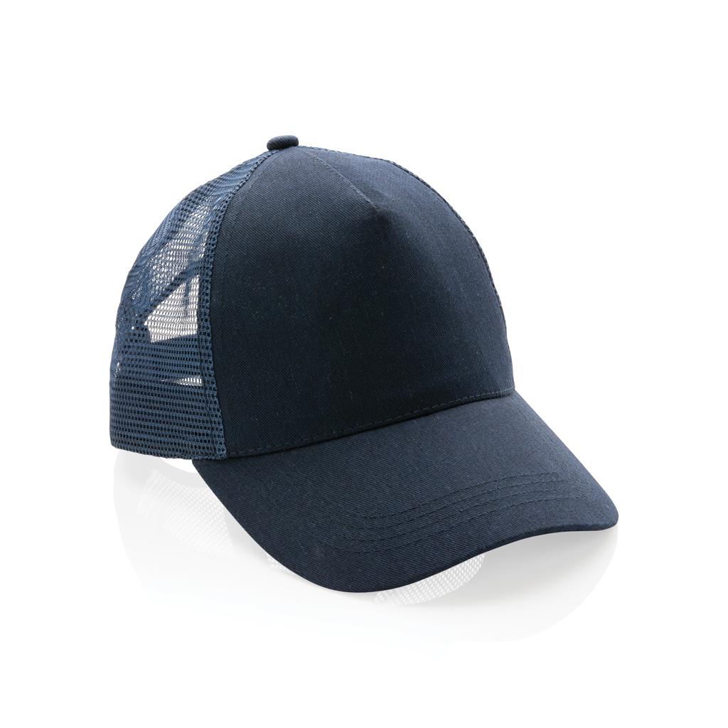 Șapcă trucker din bumbac reciclat periat cu 5 panouri, 190gr Impact AWARE™ navy