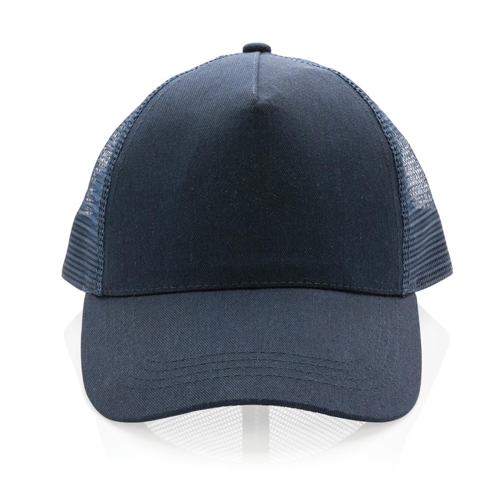Șapcă trucker din bumbac reciclat periat cu 5 panouri, 190gr Impact AWARE™ navy