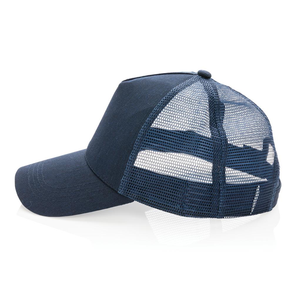 Șapcă trucker din bumbac reciclat periat cu 5 panouri, 190gr Impact AWARE™ navy