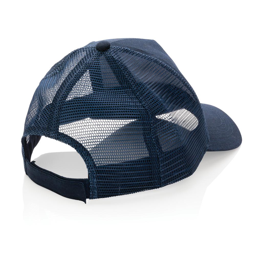 Șapcă trucker din bumbac reciclat periat cu 5 panouri, 190gr Impact AWARE™ navy