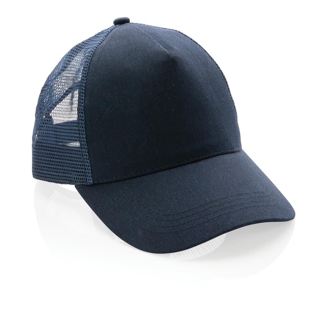Șapcă trucker din bumbac reciclat periat cu 5 panouri, 190gr Impact AWARE™ navy