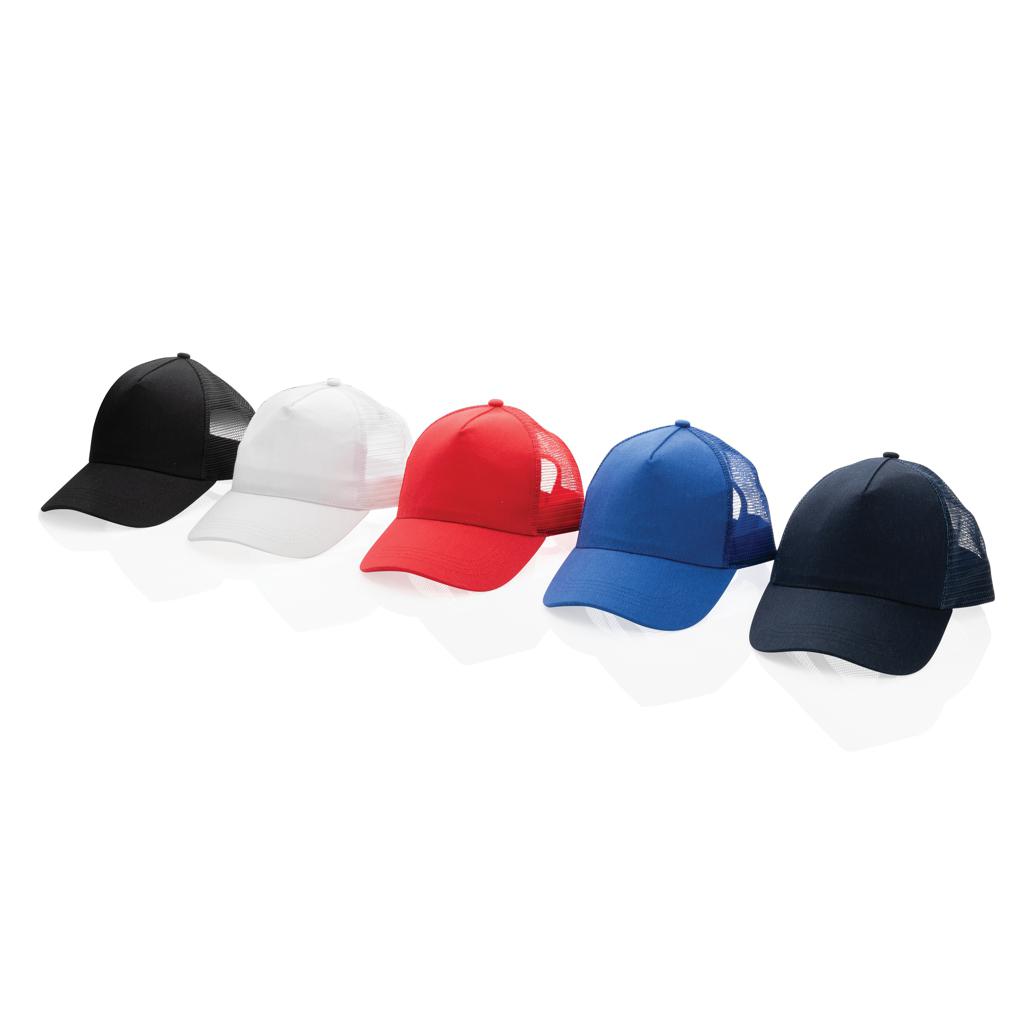 Șapcă trucker din bumbac reciclat periat cu 5 panouri, 190gr Impact AWARE™ transparent