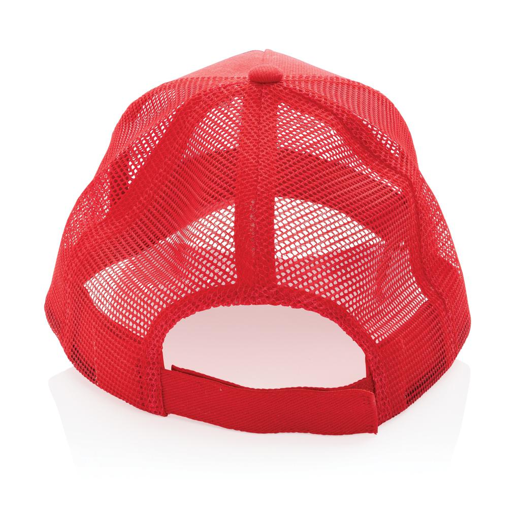 Șapcă trucker din bumbac reciclat periat cu 5 panouri, 190gr Impact AWARE™ red