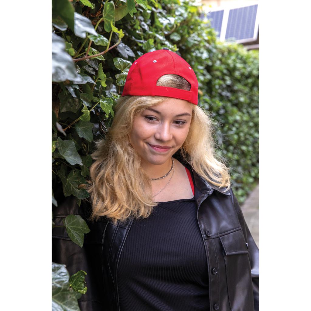 Șapcă contrast din bumbac reciclat periat cu 6 panouri, 280gr Impact AWARE™ red