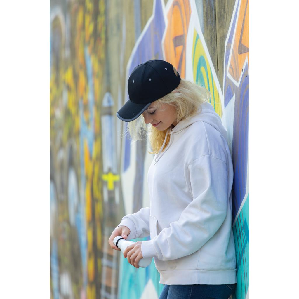 Șapcă contrast din bumbac reciclat periat cu 6 panouri, 280gr Impact AWARE™ black