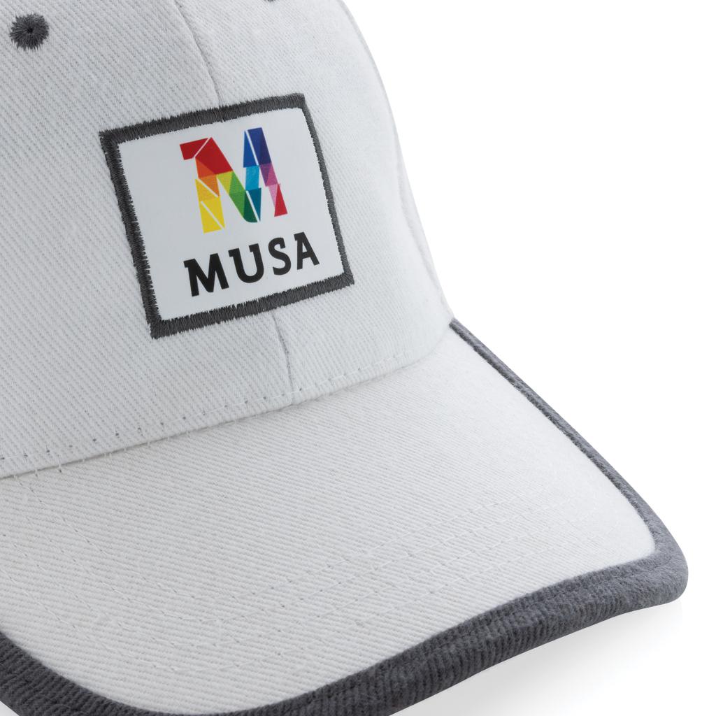 Șapcă contrast din bumbac reciclat periat cu 6 panouri, 280gr Impact AWARE™ transparent