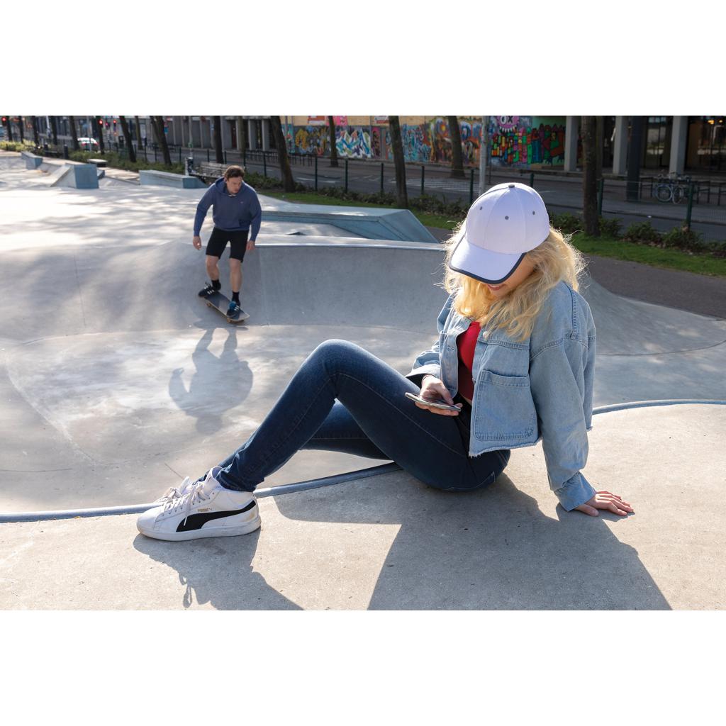 Șapcă contrast din bumbac reciclat periat cu 6 panouri, 280gr Impact AWARE™ transparent