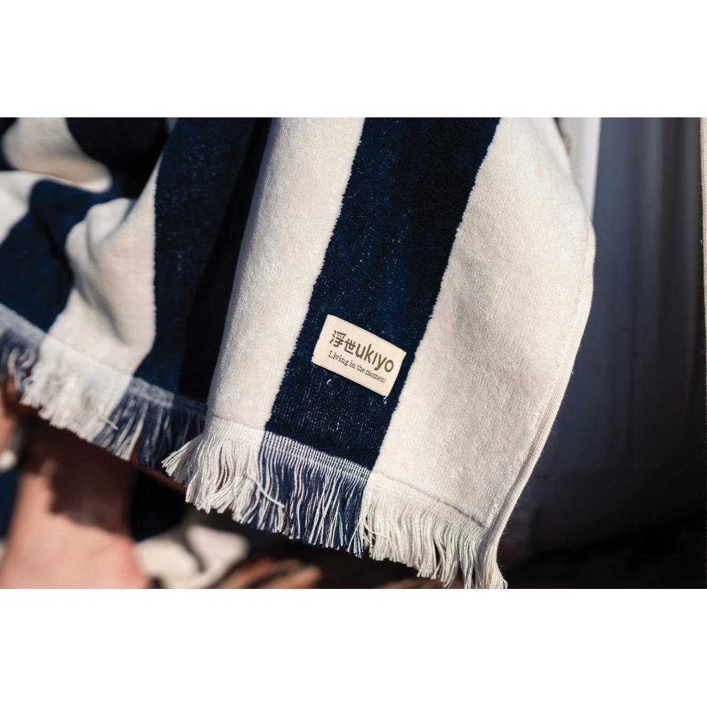 Prosop de plajă deluxe XL 100x180 cm Ukiyo Yukari AWARE™ navy