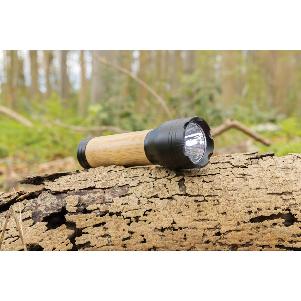 Lanternă 1W din plastic reciclat și bambus, certificată RCS Lucid  black