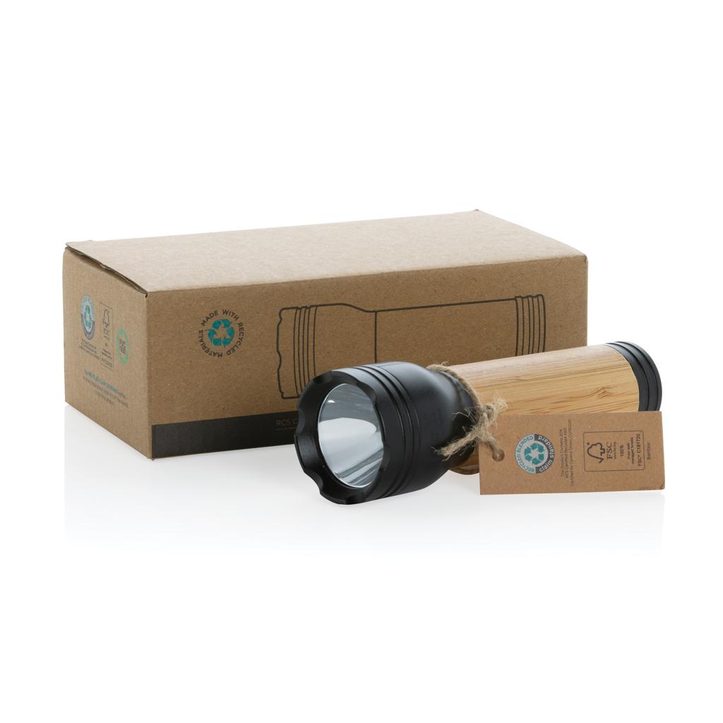 Lanternă 3W din plastic reciclat și bambus, certificată RCS Lucid  black