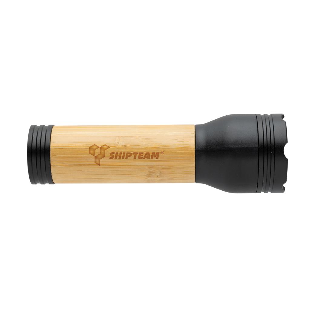 Lanternă 3W din plastic reciclat și bambus, certificată RCS Lucid  black