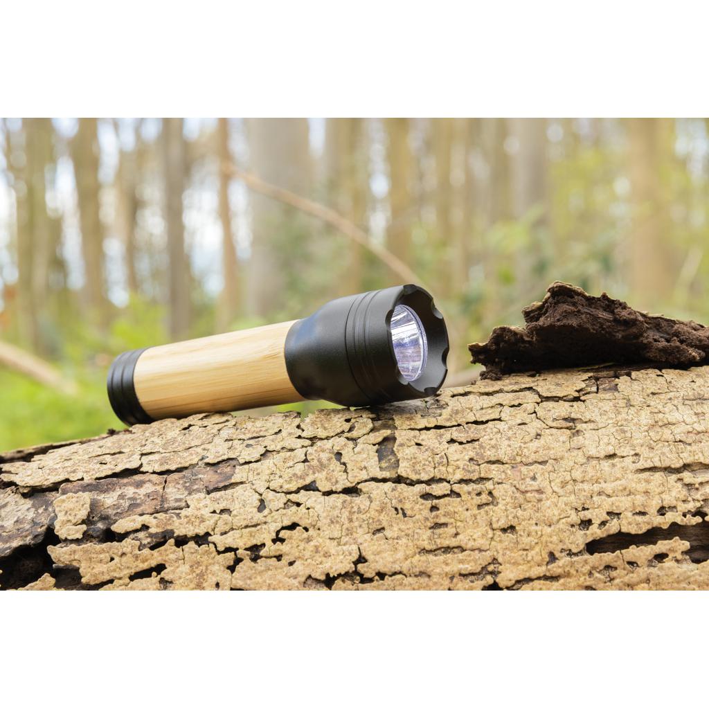 Lanternă 3W din plastic reciclat și bambus, certificată RCS Lucid  black
