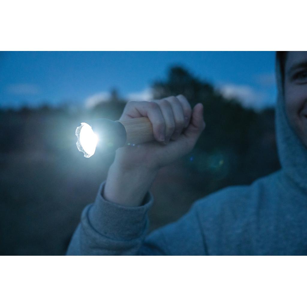 Lanternă 5W din plastic reciclat și bambus, certificată RCS Lucid black