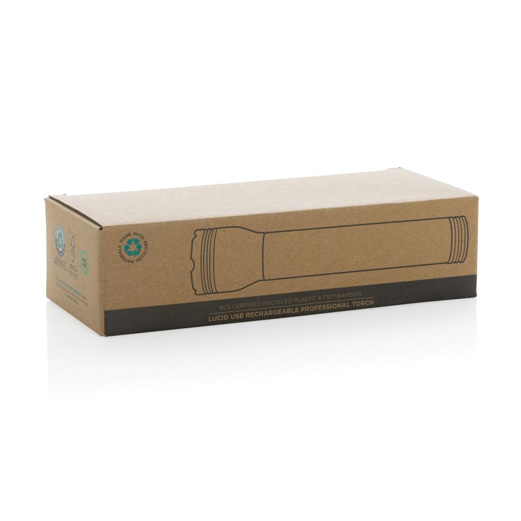 Lanternă 5W din plastic reciclat și bambus, certificată RCS Lucid black
