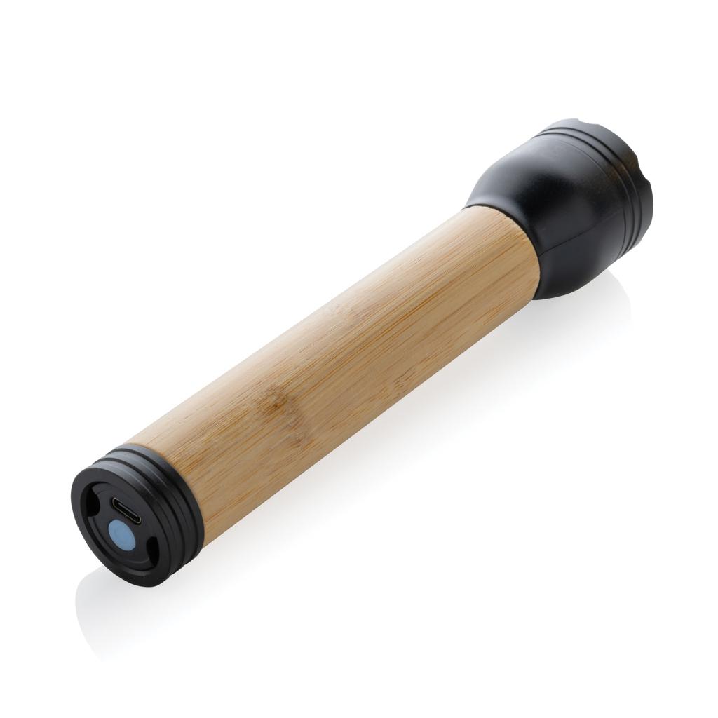 Lanternă 5W din plastic reciclat și bambus, certificată RCS Lucid black
