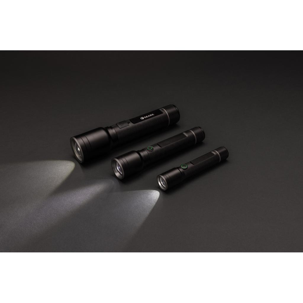 Lanternă din aluminiu reciclat RCS, reîncărcabilă prin USB Gear X black