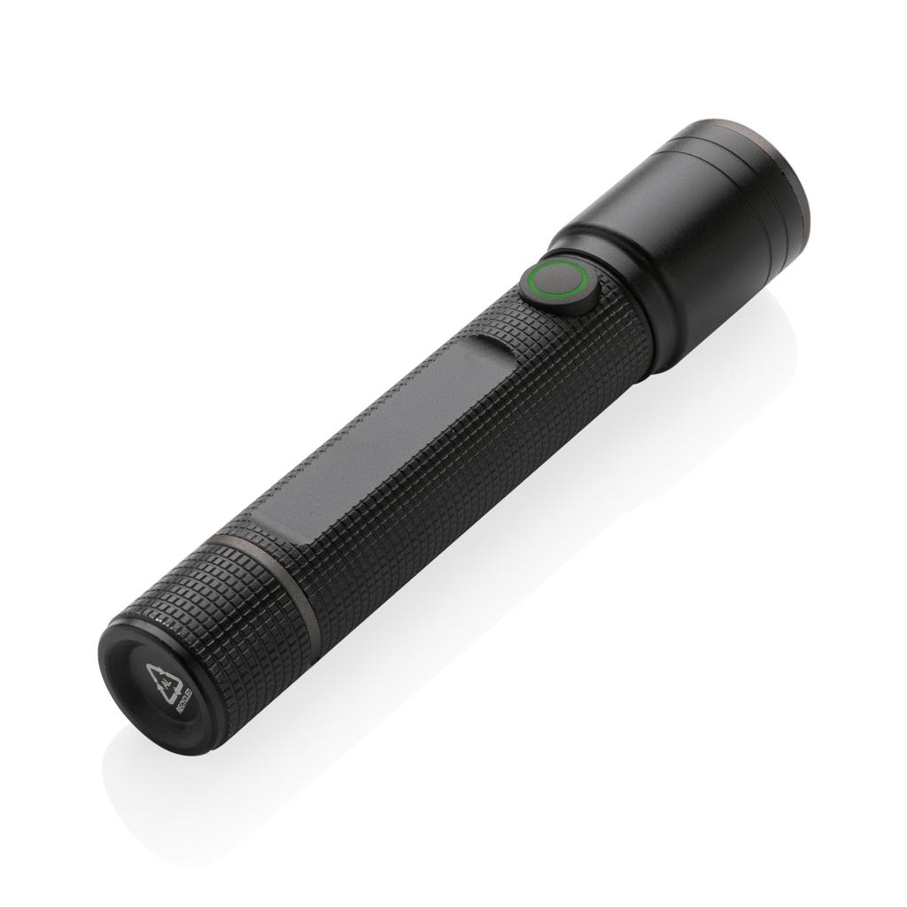 Lanternă din aluminiu reciclat RCS, reîncărcabilă prin USB Gear X black