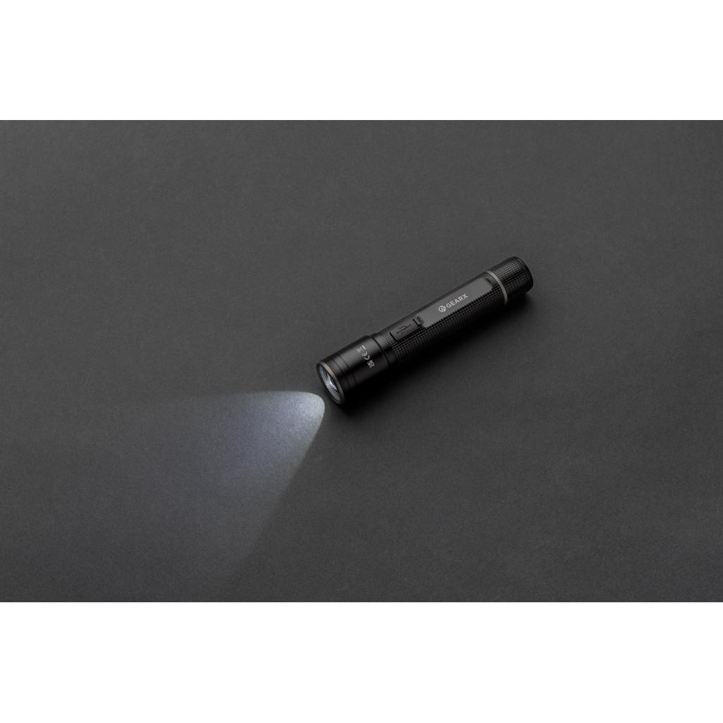Lanternă din aluminiu reciclat RCS, reîncărcabilă prin USB Gear X black
