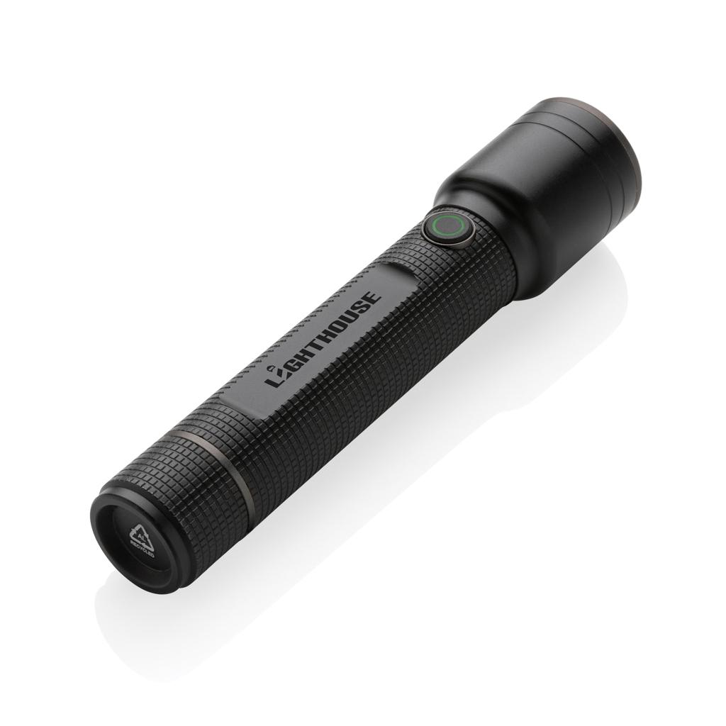 Lanternă mare din aluminiu reciclat RCS, reîncărcabilă prin USB Gear X black