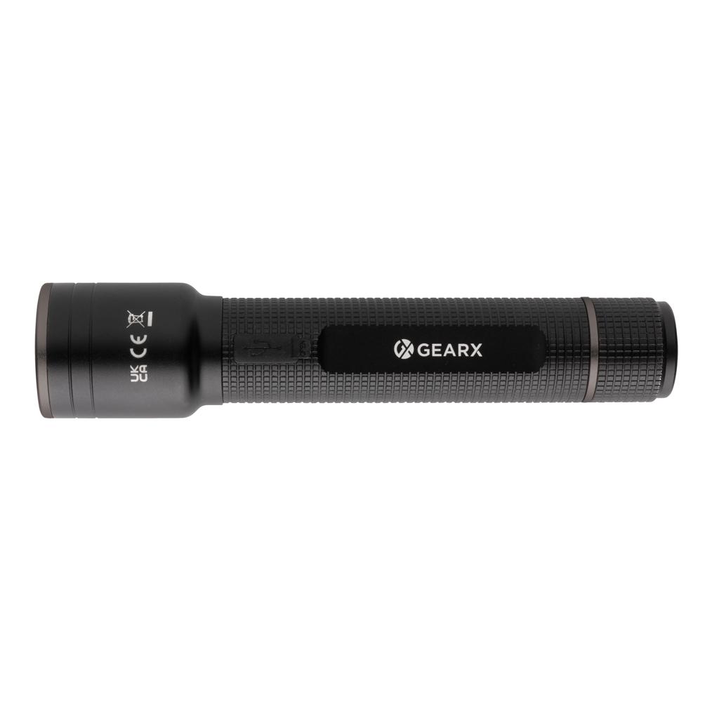 Lanternă mare din aluminiu reciclat RCS, reîncărcabilă prin USB Gear X black