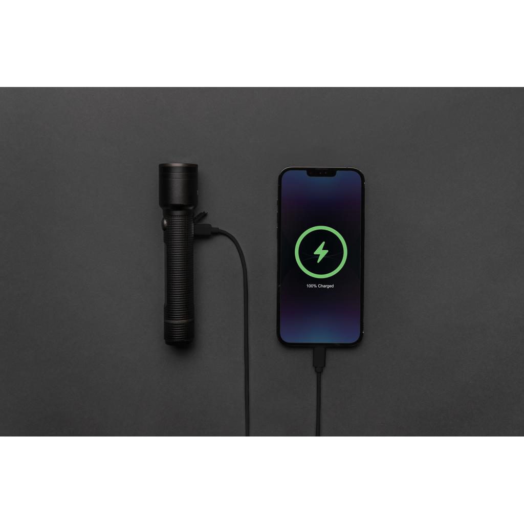 Lanternă mare din aluminiu reciclat RCS, reîncărcabilă prin USB Gear X black