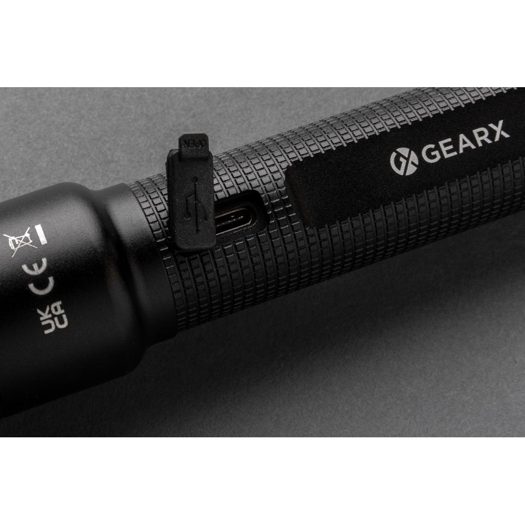 Lanternă mare din aluminiu reciclat RCS, reîncărcabilă prin USB Gear X black