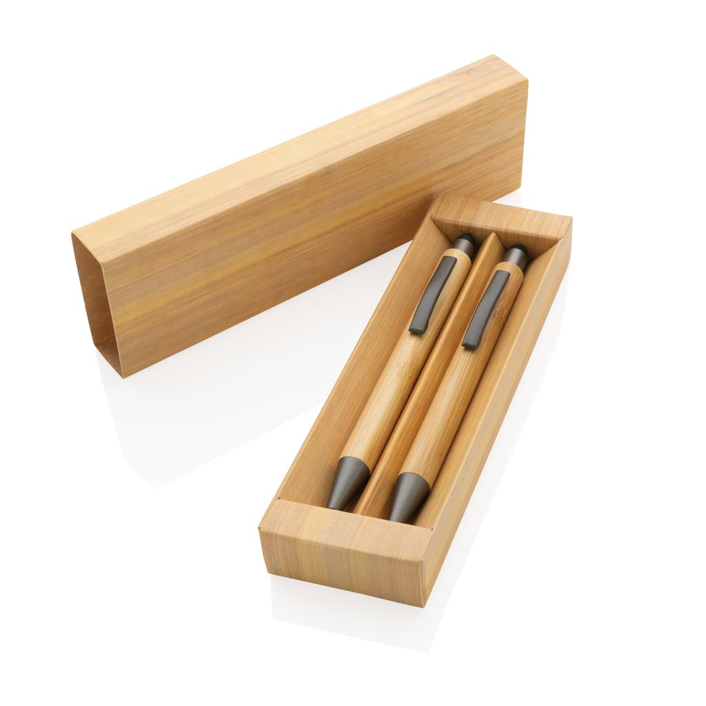 Set de pixuri moderne din bambus în cutie brown