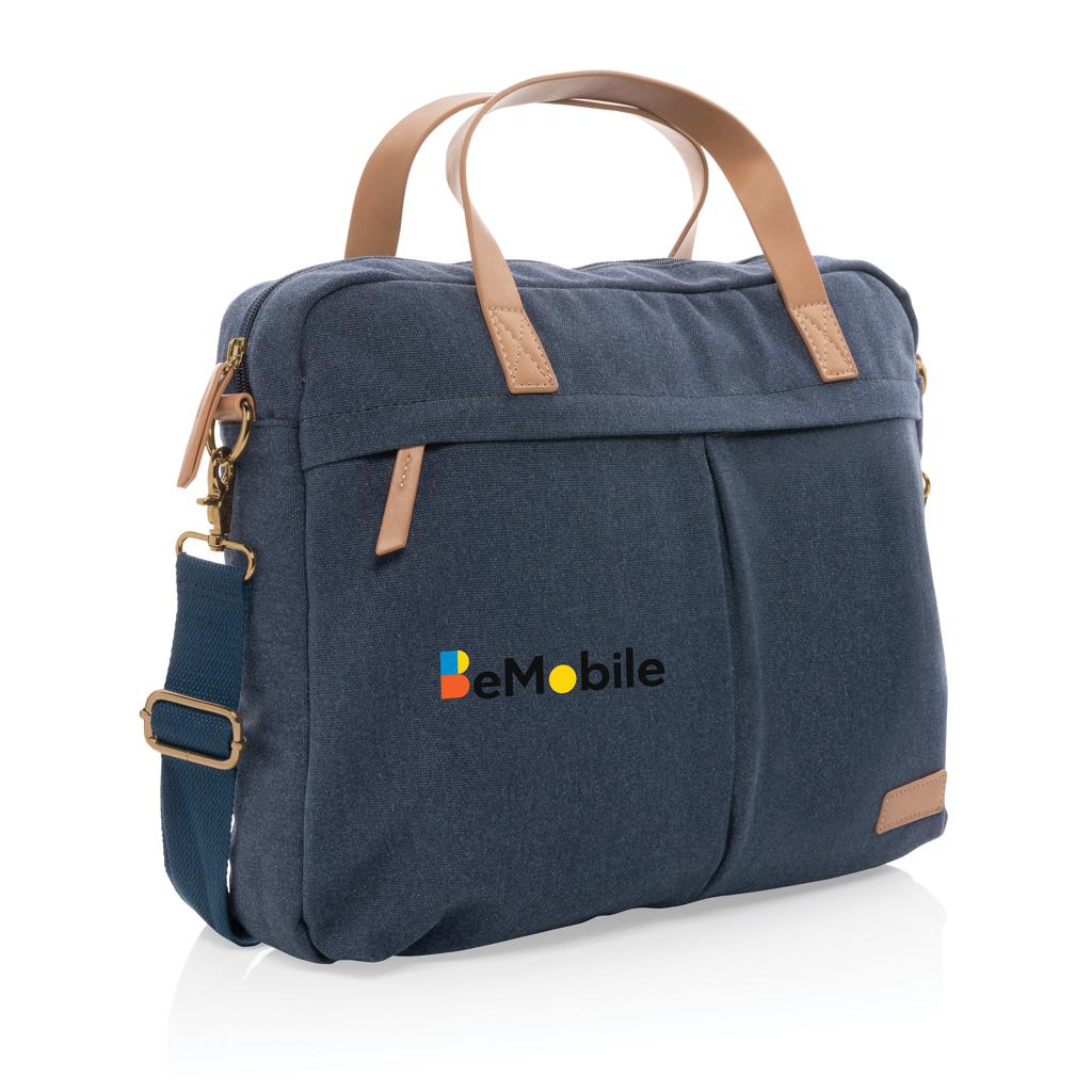 Geantă de laptop din pânză reciclată de 16 oz. Impact AWARE™ blue