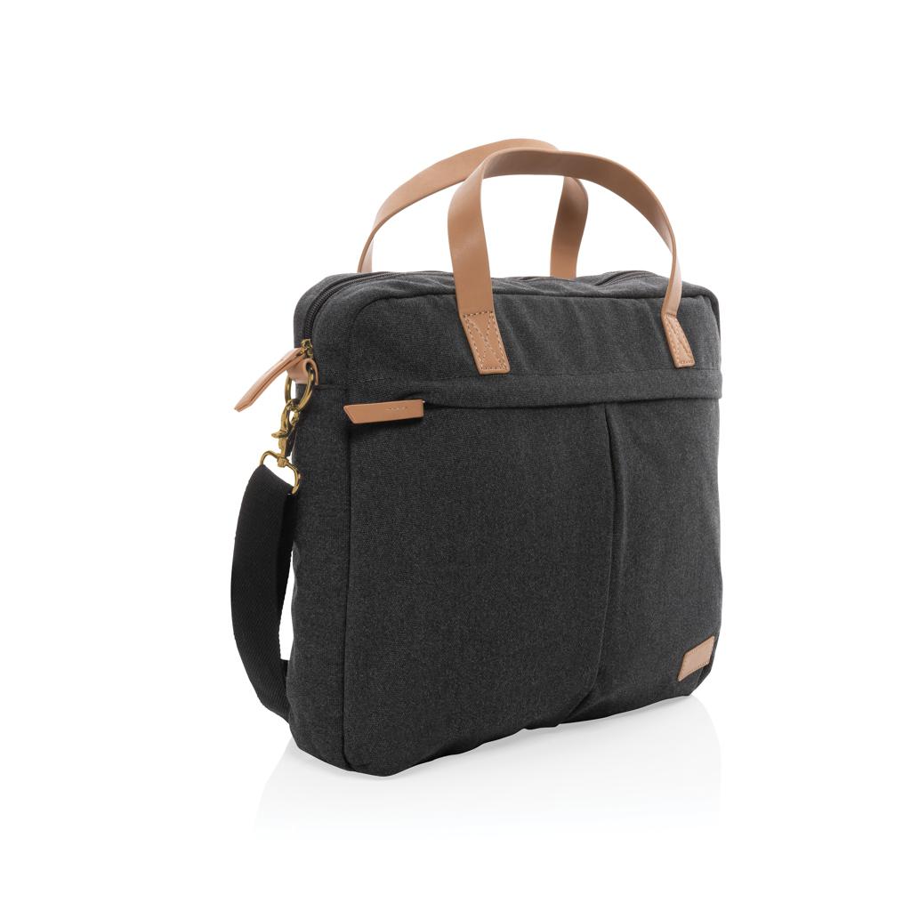 Geantă de laptop din pânză reciclată de 16 oz. Impact AWARE™ black