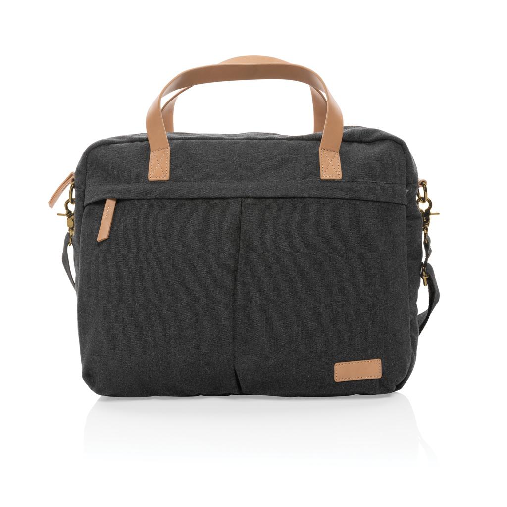 Geantă de laptop din pânză reciclată de 16 oz. Impact AWARE™ black