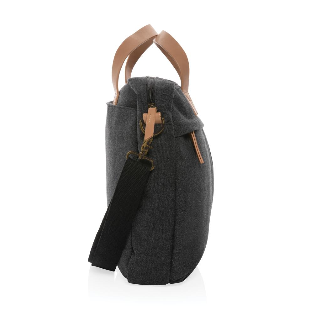 Geantă de laptop din pânză reciclată de 16 oz. Impact AWARE™ black