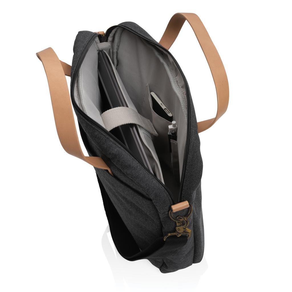 Geantă de laptop din pânză reciclată de 16 oz. Impact AWARE™ black