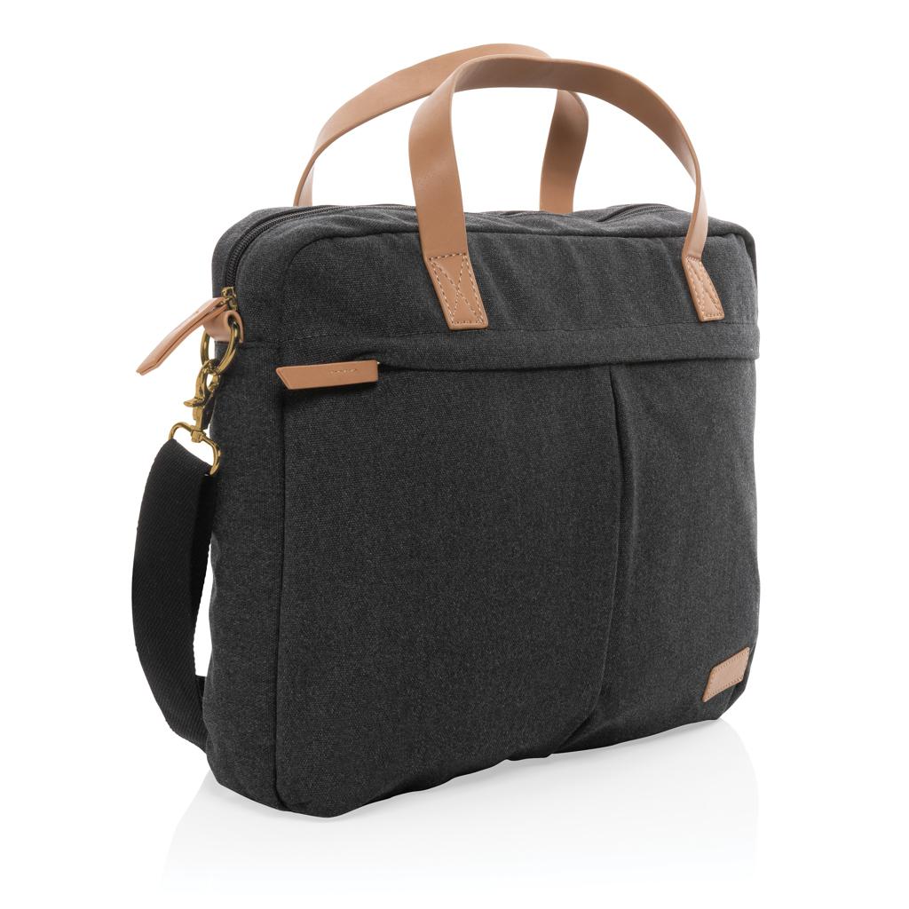 Geantă de laptop din pânză reciclată de 16 oz. Impact AWARE™ black